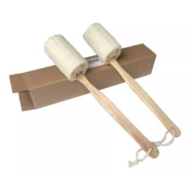 BZVlemon Esponja Exfoliante 100% Natural Con Mango Largo De Madera Pa