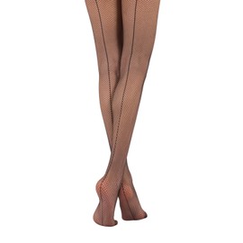 CALZITALY Fishnet Tights with Back Seam, Seamed Fishnet Pantyhose, Italian Hosiery (L/XL, Black)