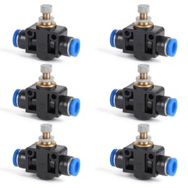 EFUTURETIME 6 x Throttle Valve Pneumatic Connectors Air Flow Control Valve 8 mm Pneumatic Connector Throttle Valve Straight with Plug Connection Push-in Quick Connector (SA8)