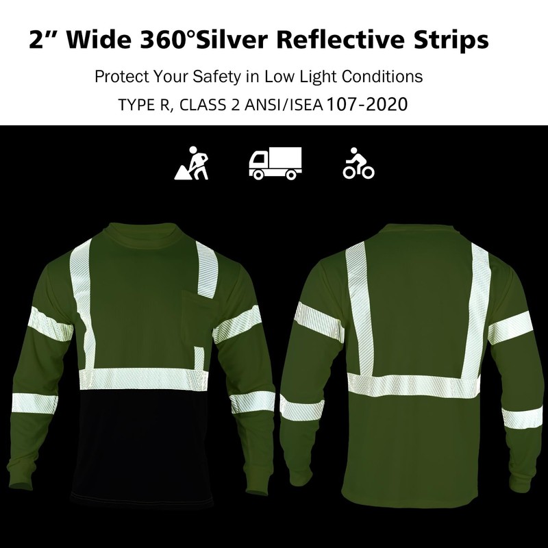 VENDACE 3pcs Safety T Shirts Reflective High Visibility Hi Vis