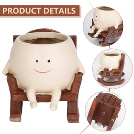 Boomluck Smiling Flower Pot Rocking Chair – Whimsical, Decorative, and Practical Planter with Drainage Holes, Indoor and Outdoor Plant Pot, DIY Decoration Gift for Plant Lovers