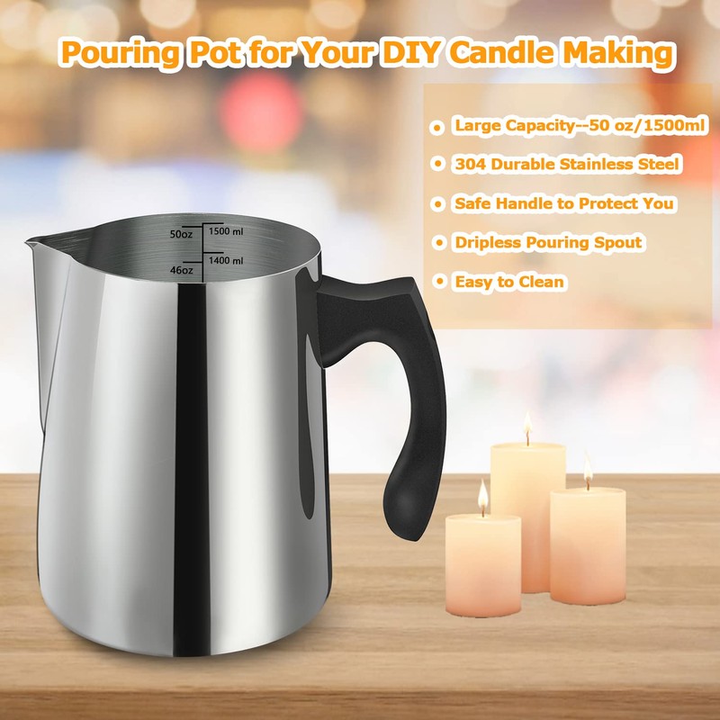 BBAXI Candle Making Pouring Pot, 1500 ML/50 OZ Candle Pouring