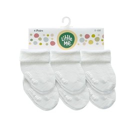 Little Me Baby Socks – 6-Pack Terry Turn Cuff Socks for Newborns, Infants & Babies, 0–6 Months