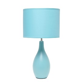 Simple Designs LT2002-BLU Oval Bowling Pin Base Ceramic Table Desk Lamp with Matching Fabric Shade, Blue