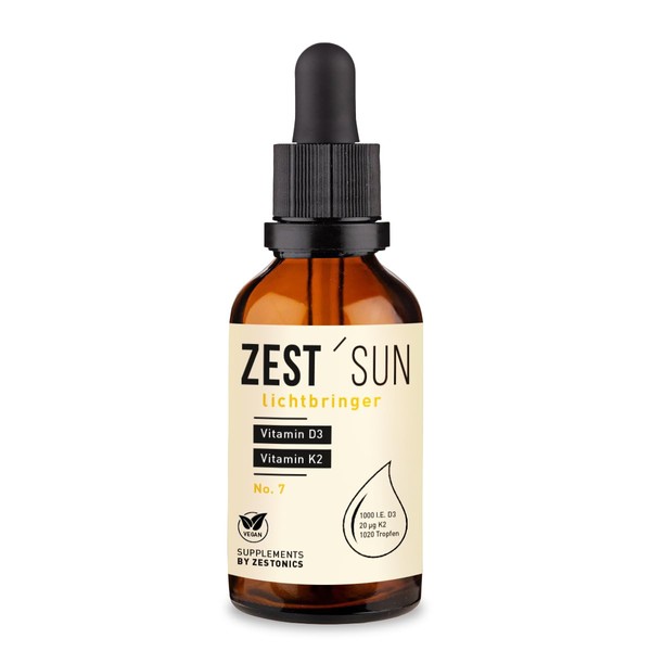 Zest'Sun Vitamin D3 and K2 Drops, 1000 IU D3, Vegan,