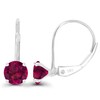 925 Sterling Silver 5mm Created Ruby July Birthstone Leverback Earrings