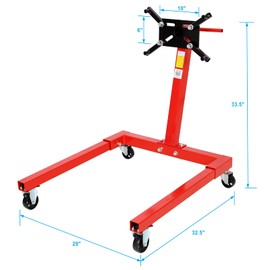 PULLAFUN Engine Stand, 1250 LBS Auto Truck Motor Dolly Mover Jack Rotating Engine Stand, 360 Degree Adjustable Mounting Head with Swivel Caster Wheels