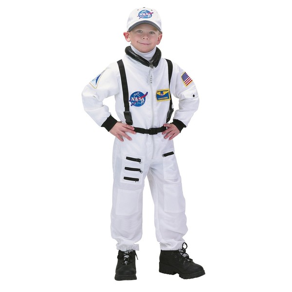 Aeromax Jr. Astronaut Suit with Embroidered Cap, White, size 4/6