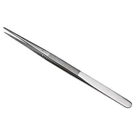 Dönges Tweezers with guide pin, straight, pointed, length 155 mm (precision tweezers, mechanics tweezers, work tweezers, universal tweezers), nickel-plated surface, finely serrated gripping surfaces