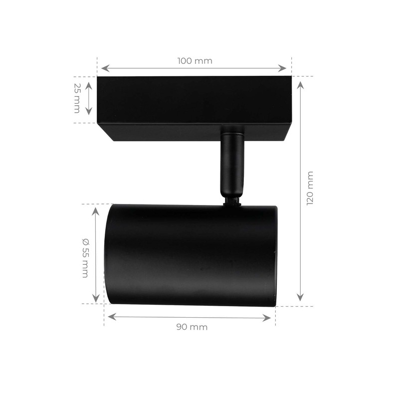 Ledvion LED Ceiling Spotlight Black 1-Light, Dimmable, 5W, 2700K, Tilt,
