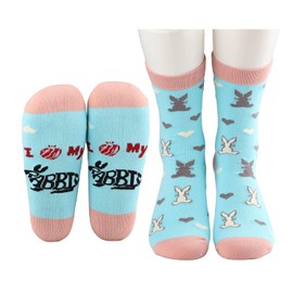 MBMSO Rabbit Bunny Socks Gift 2 Pair I Love My Rabbit Socks Funny Rabbit Crew Socks Gift for Bunny Rabbit Lovers Bunny Socks (I Love My Rabbit Socks)