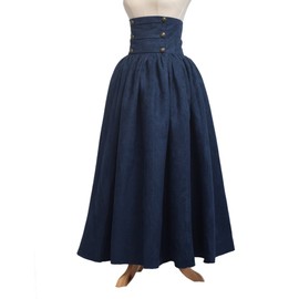 BLESSUME Gothic Skirt Lolita Steampunk High Waist Walking Skirt (2X-Large, Blue)