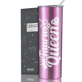 Onebttl Zodiac Gifts for Women, Best Friend Birthday Gifts for Her, 20oz Stainless Steel Tumbler, Printed Logo Iridescent Purple, Taurus