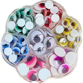 Ojos saltones para Manualidades, autoadhesivos, Ojos móviles, Pegatinas saltones, pestañas de Colores, para Manualidades, Pegar, 10 mm, 210 Unidades, Pegar