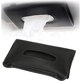 Napkin Box for Car - Sun Visor Napkin Holder,PU Leather Napkin Holder for Visor and Backseat Accessories Paper Towel Napkin Box (Black)
