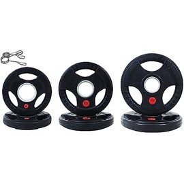 Fitvids Olympic 2-Inch Cast Iron Plate Weight Plate for Strength Training and Weightlifting, Rubber Coate Style, 35LB Set