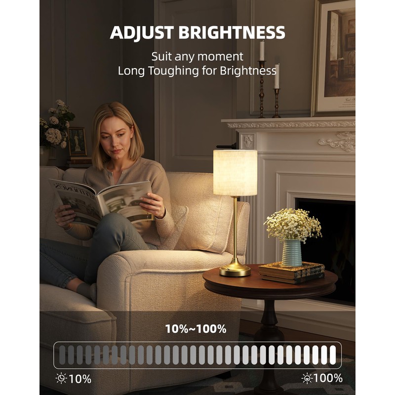 Cordless Table Lamp, 8000mAh, Dimmable, Ambient Light, 2700K, Touch Control,