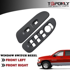 TQPONLY Door Window Switch Bezel,Front Driver and Passenger Side Compatible with 2002-2008 Dodge Ram 1500 2500 3500 Quad Cab,2006-2008 Dodge Ram 1500 2500 3500 Mega Cab Interior Accessories (Gray)