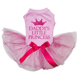 Petitebelle Daddy's Little Princess Puppy Dog Dress (Pink/Pinks, Large)