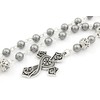 Anglican Prayer Beads with Dark Gray Pearls with Ornate Cross,