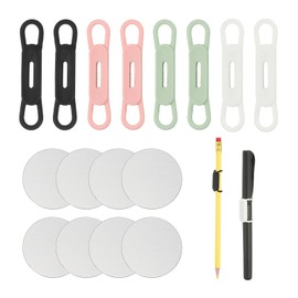 PATIKIL 8 Pcs Magnetic Pen Pencil Holder, Silicone Flexible Pencil Holder Adjustable Organizer Clip with 8 Metal Sheet for Refrigerator Whiteboards Desk Clipboard, 4 Colors
