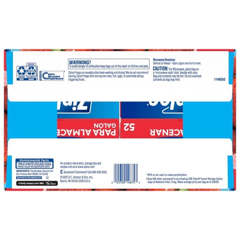 Ziploc Gallon Storage Bags with New Stay Open Design {208