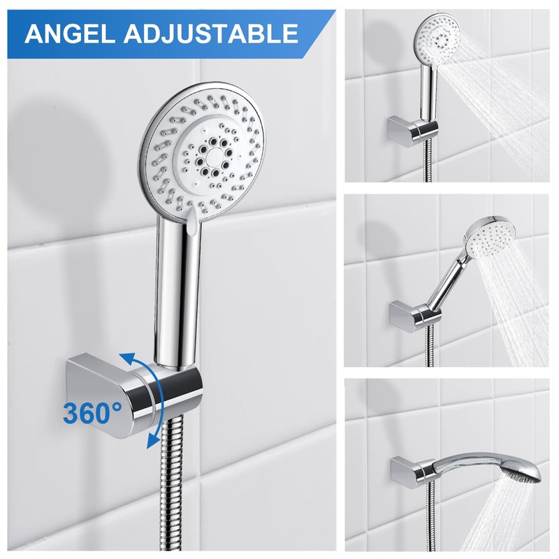 Shower Head Holder, 360° Adjustable Angle Handheld Shower Head Bracket,