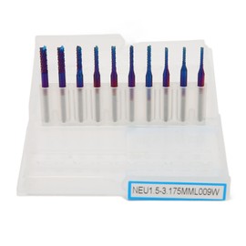 10pcs Nano Blue Coat End Mill CNC Router Bits 1/8in Shank Tungsten Steel Spiral Router Bits for PCB Carbon Fiber Hardwood 1.5‑3.175mm/0.06‑0.13in
