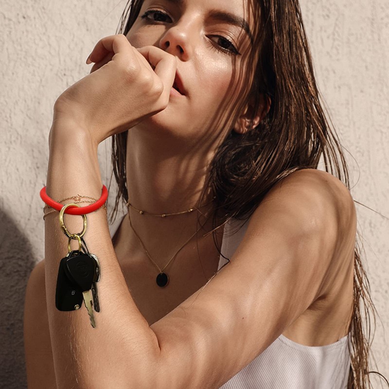 ETHOON Wristlet Keychain Circle Silicone Bangle Keyring Oversized Bracelet Key