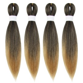 Osuntress Braiding Hair Pre Stretched 14 Inch 4 Bundle, Short Hair Extensions for Braids, Synthetic Braiding Hair Prestretched,T27(Ombre Honey Blonde)
