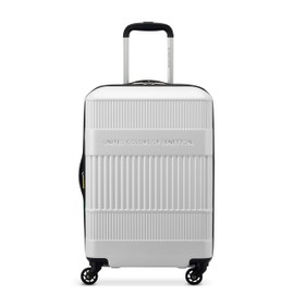 United Colors of Benetton Ribbed Hardside Expandable Luggage with Spinner Wheels, White, Carry-On 20 Inch