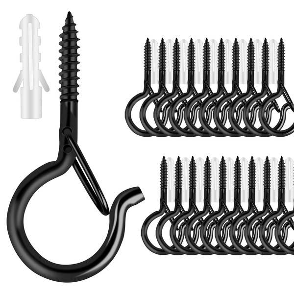 25 PCS Screw-in Hooks for Outdoor String Lights, Q Hangers