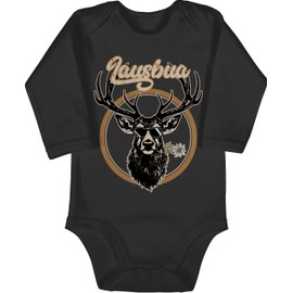 Shirtracer - Baby Bodysuit Long Sleeve Girl Boy - Compatible with Oktoberfest Outfit - Lausbua Deer Antlers Lausbub, 3 Black