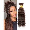 Chocolate Brown Human Braiding Hair Deep Wave Bulk, 4# Color