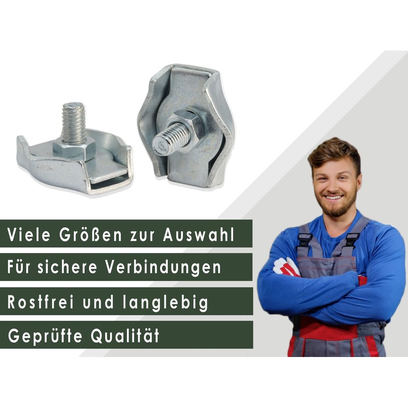 Simplex Wire Rope Clamp, Strong Rope Clamp [Many Sizes] Attachment