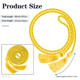 Graduation Cords, Graduation Honor Cords, Gold Honor Cords, 2025 Graduation Tassel Honor Cords, 67" Long Braided Cords for 2025 Graduation Decorations Bachelor Gown for Student Master Doctoral