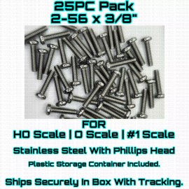 Evolved Rides 2-56 x 3/8 Screws 25PC Pack For HO & O & #1 Scale