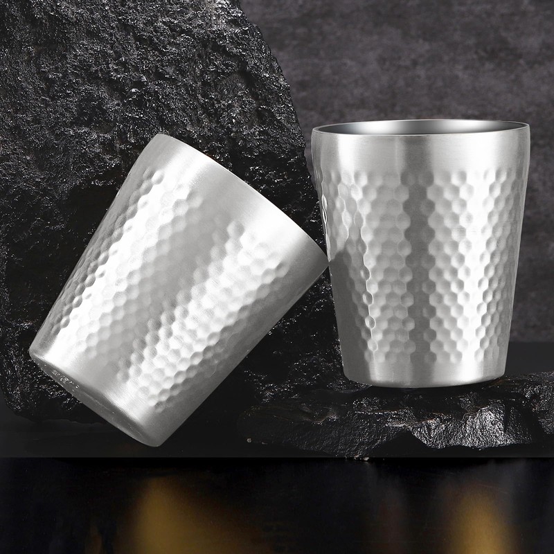 TIICOO Stainless Steel Cups 4 Packs 10oz/300ml Stackable Double Wall