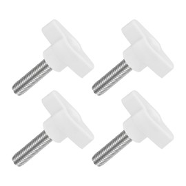 uxcell 4Pcs Tee Wing Knobs Thumb Screws, M8 x 30mm Clamping Screw Knob Male Thread 304 Stainless Steel T Shaped Thumb Screws Handle 36mm Dia. for Hand Tightening Knob Replacement, White