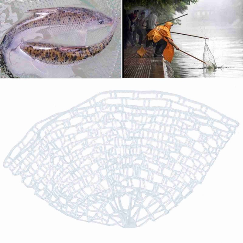 Outdoor Fly Fishing Landing Net Clear Rubber Replacement Mesh Bag(Mudium)