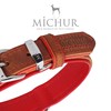 Michur Charly Leather Dog Collar, Brown / Red, Leather Dog