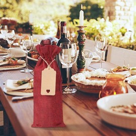 MAGICLULU Juego De 12 Fundas Decorativas Para Botellas De Vino Con Etiquetas De Papel, Bolsas De Vino De Arpillera Bolsas, Bolsas De Lino Con CordóN Para Fiestas Y Celebraciones (Colores Surtidos)