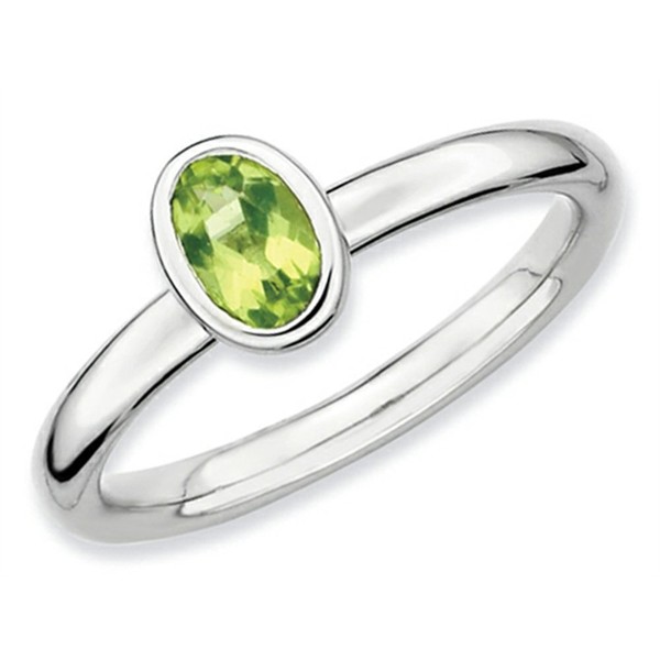 Stackable Expressions Sterling Silver Oval Peridot Stackable Ring Size 8