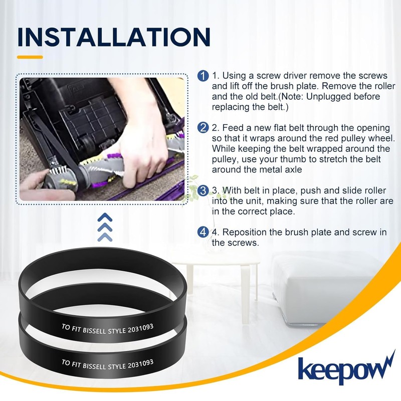 KEEPOW Vacuum Belt Replacement Compatible with Bissell PowerForce Helix Turbo