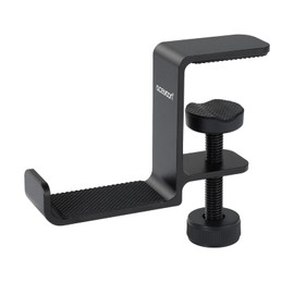 aceyoon Headphone Stand Under Desk Headphone Hanger, Aluminum Headset Holder Hook Space-Saving for Bag/Backpack/Gaming Headphone, Black