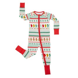 Little Sleepies Zippy Baby & Toddler Holiday Pajamas - Sleeper for Boys and Girls, Newborn Sleeper w/ 2-Way Zipper w/Mitten Cuffs, Made From Plant-Derived Viscose, Fair Isle, 3-6 months