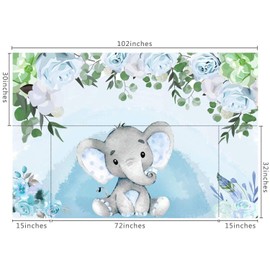 HUAYI 102"x62" Baby Boy Elephant Table Cloth for Baby Shower Birthday Party Dessert Table Decoration Cotton Fabric Table Cover ZB-1023
