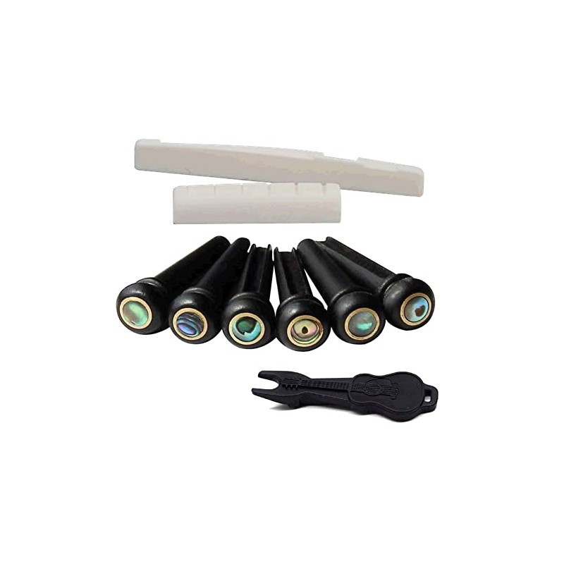 Alnicov Acoustic Guitar Bone Bridge Saddle & Nut Set and