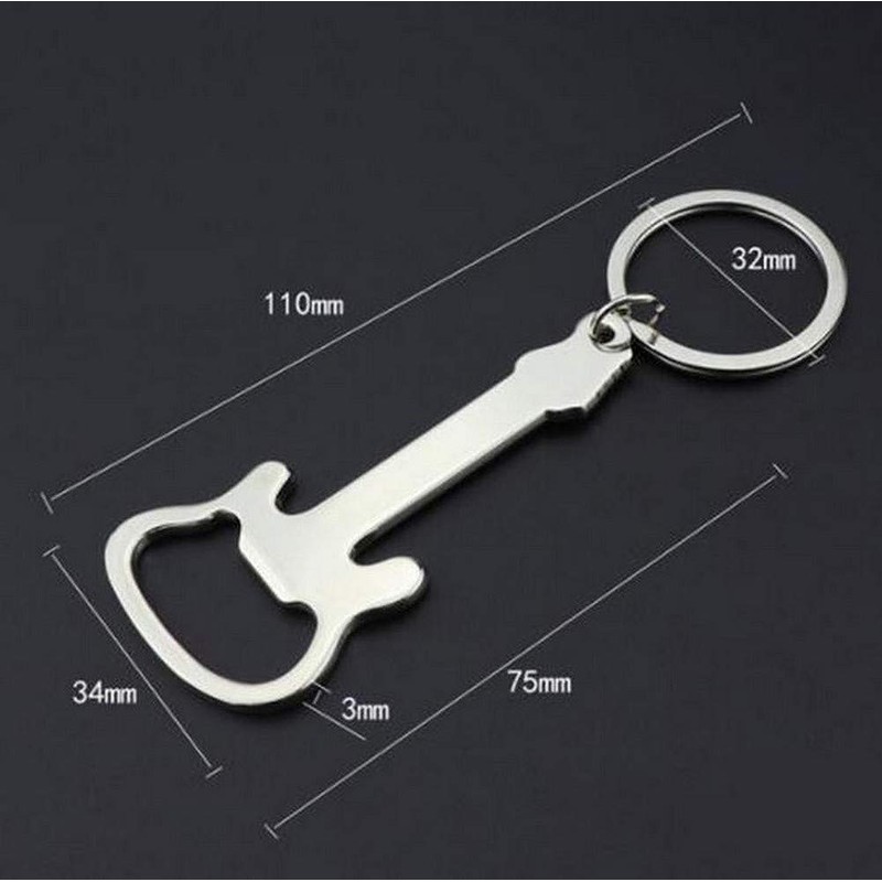 Générique Electric Guitar Style Steel Bottle Opener Keyring, Moyen, Stainless