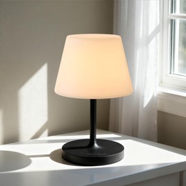 Outdoor Battery Operated Table Lamp, IP54 Waterproof Shower Lamp, 4000mAh Rechargeable Cordless Lamp, 3 Color Temperatures Dimmable, Small Touch Table Lamp for Bedroom, Patio, Camping, Restaurant